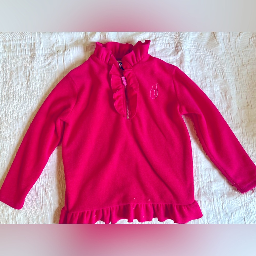 Girls Monogrammed “I” pink pullover